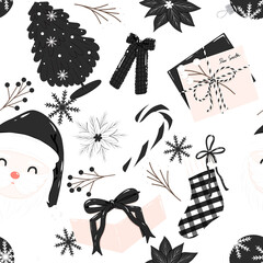 Black Christmas Seamless Pattern 