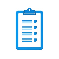 Blue Clipboard Icon on White Background: Checklist, Task, Concept, Design.