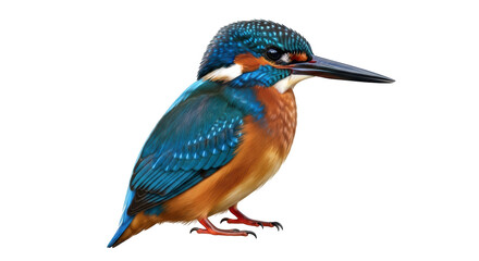 Isolated Kingfisher with colorful plumage perched, small bird with sharp beak, wildlife