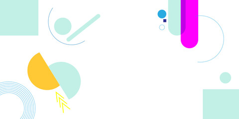 Modern abstract background with geometric shapes, lines, circles, and colorful minimal elements on white. Perfect for creative templates, presentations, posters, and digital design.