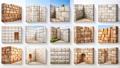 A collection of rendered stone walls