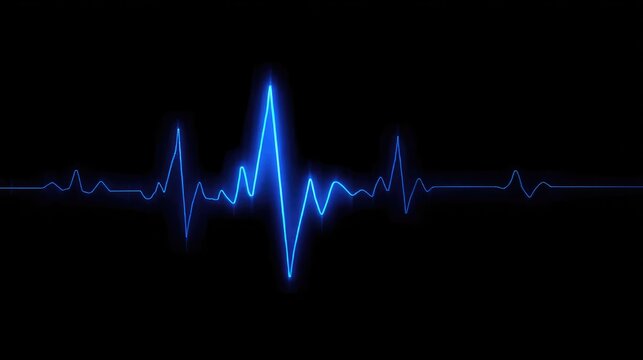 Vibrant electrocardiogram waveform and heart pulse on black