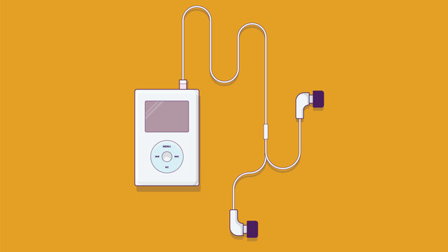 Retro music player paired with classic headphones, showcasing a nostalgic audio experience with vintage style, ideal for themes of music, relaxation, and retro technology aesthetics