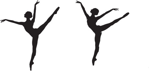Fototapeta premium Silhouette of Two Ballerinas in Elegant Dance Poses