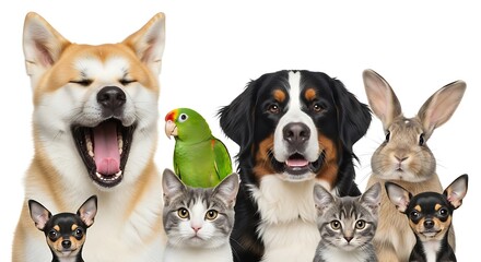 Obraz premium A diverse group of adorable pets posed together