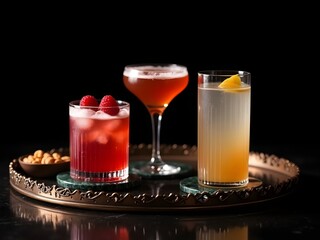 Elegant Craft Cocktails with Garnish Professional Bar Photography Mixology