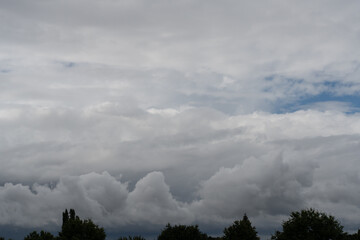 Cloudy sky before a thunderstorm panoramic background.