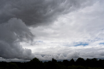 Stormy sky panorama. Wide gloomy background
