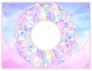 Pastel stained glass circle frame