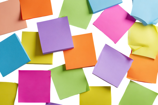 Colorful sticky notes scattered on black background (4)