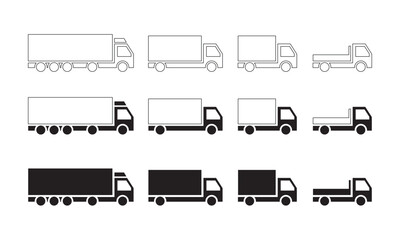 Icon Set of Trucks in Various Sizes
