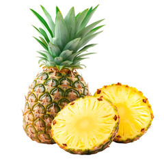 Exotic Pineapple Still Life with Sliced Pieces on a Clear Backdrop Fresh Tropical Fruit Delightful Treat