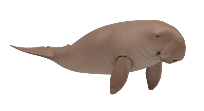 Isolated Dugong, a marine mammal herbivore related to manatees with a downturned snout
