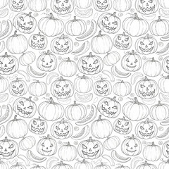 seamless pattern black and white halloween theme