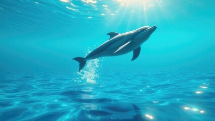 Playful Dolphin Jumps Over Waves