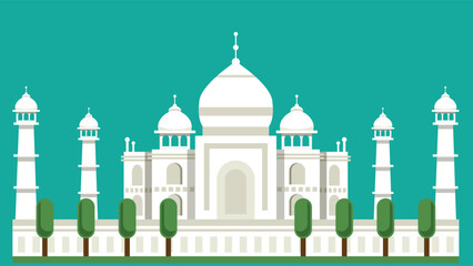 Illustration of the Taj Mahal, an iconic symbol of India, showcasing its stunning Mughal architecture