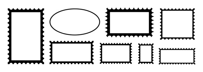 Collection of Blank Postage Stamp Frames and Oval Shape