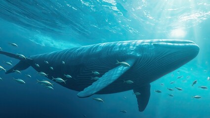Obraz premium Majestic Whale Glides Through Ocean