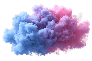 Vibrant pink and blue smoke cloud