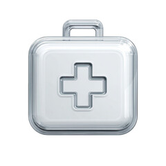 Obraz premium Silver medical kit icon, transparent case