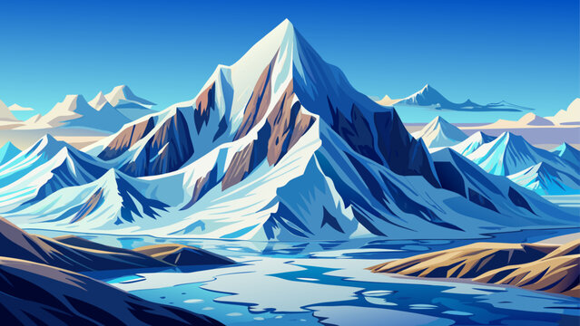 Mount Vinson in Antarctica, icy snow-covered peak rising above vast white glaciers, symbol of extreme cold and untouched wilderness