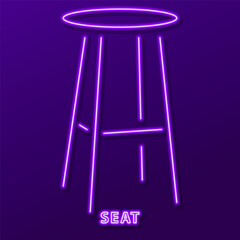 seat neon sign, modern glowing banner design, colorful modern design trends. Vector illustration.