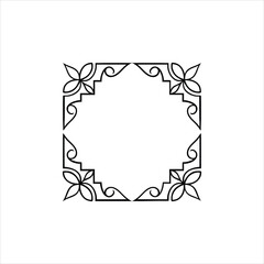 Floral Square Ornamental Decorative Border Frame Design Vector Illustration

