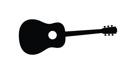 Simple black silhouette of an acoustic guitar on a white background
