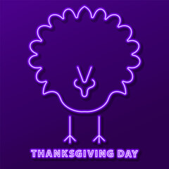 thanksgiving day neon sign, modern glowing banner design, colorful modern design trends. Vector illustration.