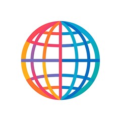Fototapeta premium Colorful Globe Illustration: Abstract World Map Design on White Background