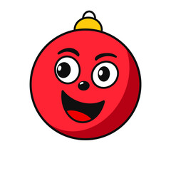 Set of Hand draw Christmas ball Ornaments smiling face, Christmas Clipart PNG.