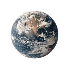 Obraz premium A detailed satellite image of Earth, centered on North America, showing cloud cover, landmasses, and ocean currents