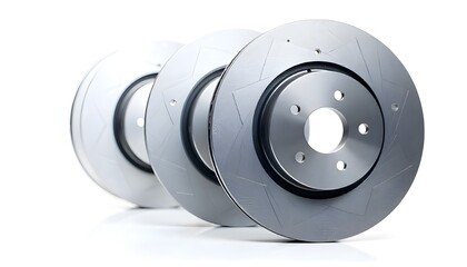 Brake discs isolated on white background. Auto part - Braking disk