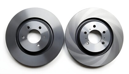 Brake discs isolated on white background. Auto part - Braking disk