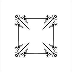  Floral Decorative Square Border Frame Design Vector Illustration

