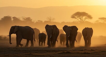 Fototapeta premium Elephant Family Walk