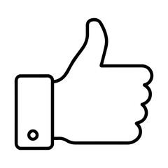 Minimalist thumbs up hand outline with cuff on white background
