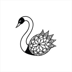 Swan Mandala Ornamental Art Vector Illustration