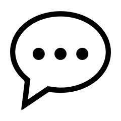 Minimalist speech bubble with three dots outline on white background
