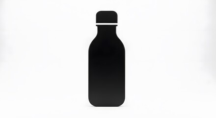 Black Bottle Silhouette: Minimalist Design on White Background.