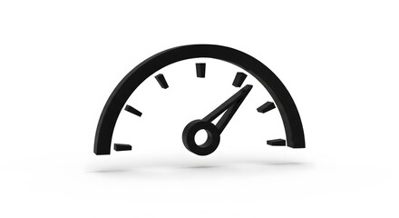 3D Rendered Speedometer Icon on White Background.