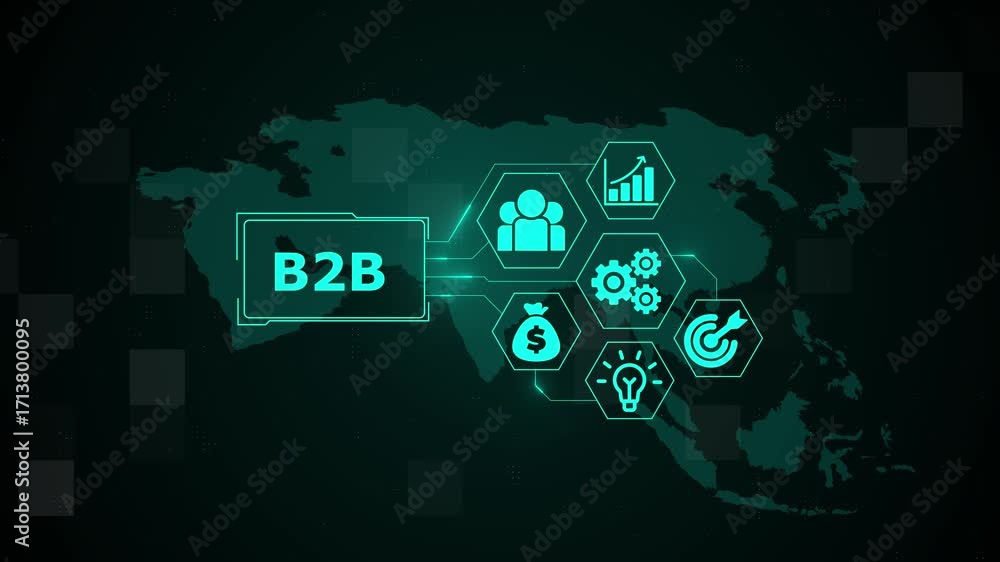 Poster a b2b business concept on a futuristic , seamless loop technology network background concept. digita