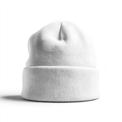 White knitted beanie, front view (1)