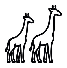 Naklejka premium Minimalist black and white giraffes illustration with simple line art style