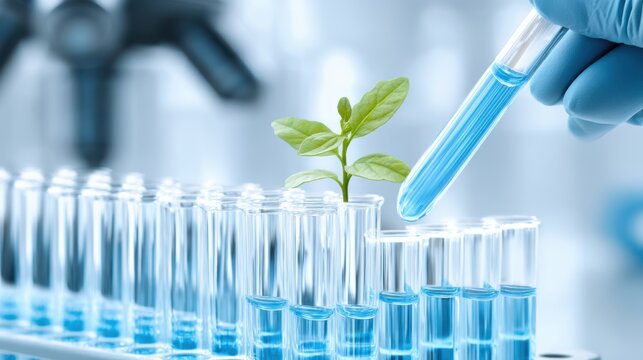Plant growth experiment in laboratory setting scientific study modern environment close-up view innovation in agriculture