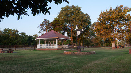 Vian, Oklahoma city park with Gazebo and clock
