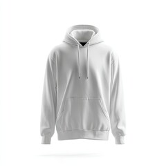 Blank white hoodie, front view, on a white background