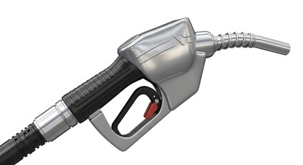 Fuel nozzle close-up on white background gas station equipment.