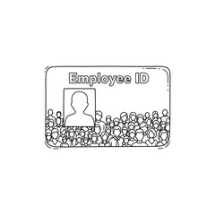 Doodle employee ID card with profile silhouette pattern