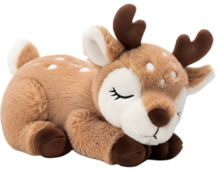 Adorable plush deer toy resting peacefully on a soft surface, perfect for children's comfort and decor